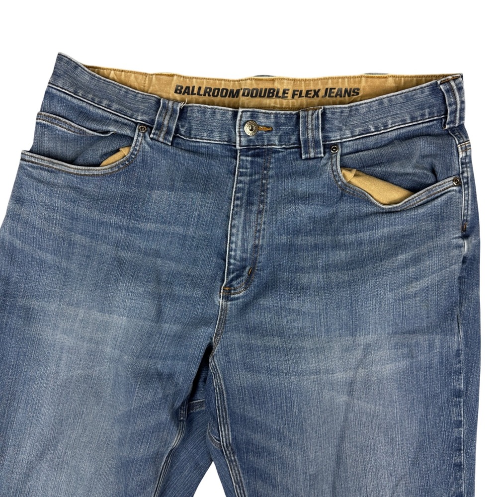 Duluth Trading Co Ballroom Double Flex Jeans Mens 38x32 Blue Straight Work Pants